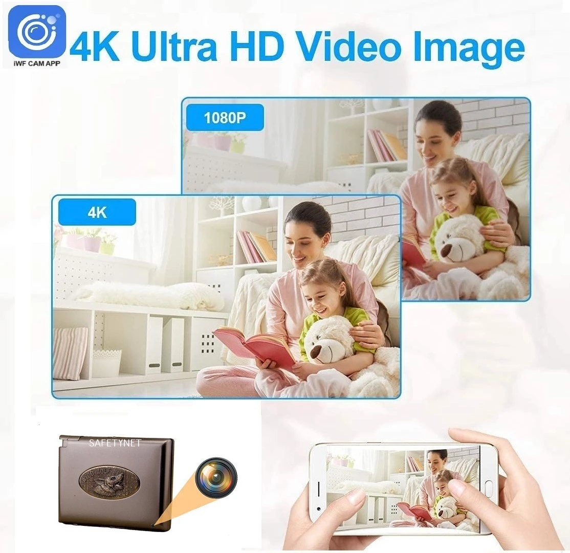SAFETYNET 4K New Wi-Fi Spy Cigarette Box Camera Wireless Hidden Cameras, Ultra HD Secret Spy Cam with Phone App iWFCAM APP Live Stream for Home Security