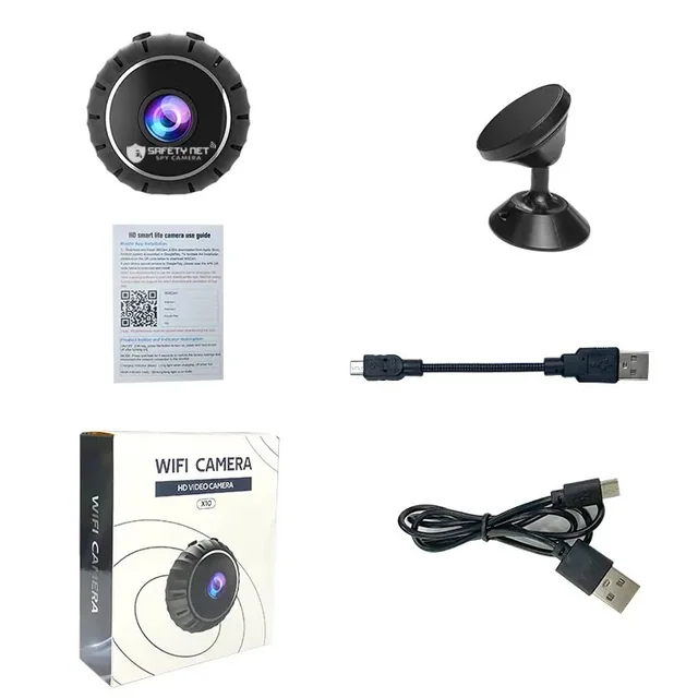 SAFETY NET, SPY CAMERA 1080P HD Mini Camera Wireless WiFi Night Vision Security Motion Detection Indoor Camera