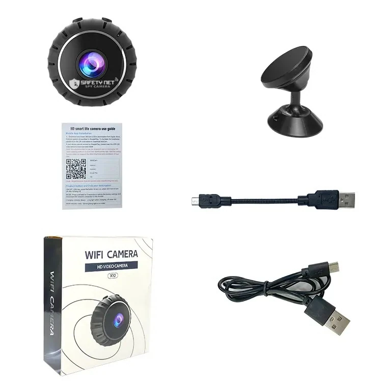 SAFETY NET, SPY CAMERA 1080P HD Mini Camera Wireless WiFi Night Vision Security Motion Detection Indoor Camera