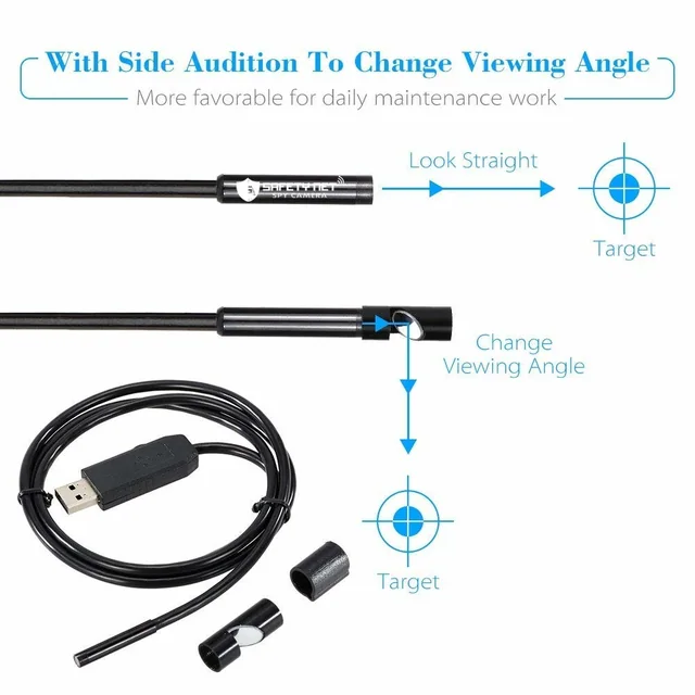 SAFETYNET 5.5mm Endoscope Camera Flexible IP67 Waterproof Inspection 6 LED borescope Camera with 5M Cable for Android & PC &