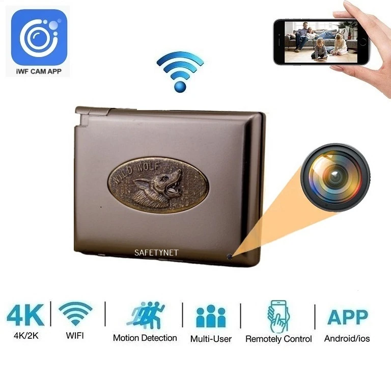 SAFETYNET 4K New Wi-Fi Spy Cigarette Box Camera Wireless Hidden Cameras, Ultra HD Secret Spy Cam with Phone App iWFCAM APP Live Stream for Home Security