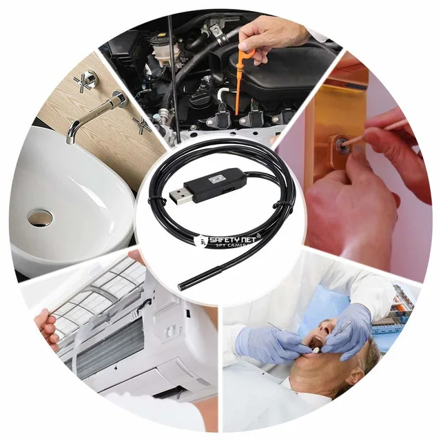 SAFETYNET 5.5mm Endoscope Camera Flexible IP67 Waterproof Inspection 6 LED borescope Camera with 5M Cable for Android & PC &