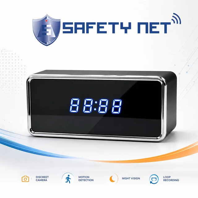 SAFETYNET WiFi Spy Clock Camera 1080P Full HD, Hidden Camera with Live View, 2 Way Audio, Motion Detection, Night Vision, Indoor WiFi Security Camera, Supports 256GB Micro SD Card