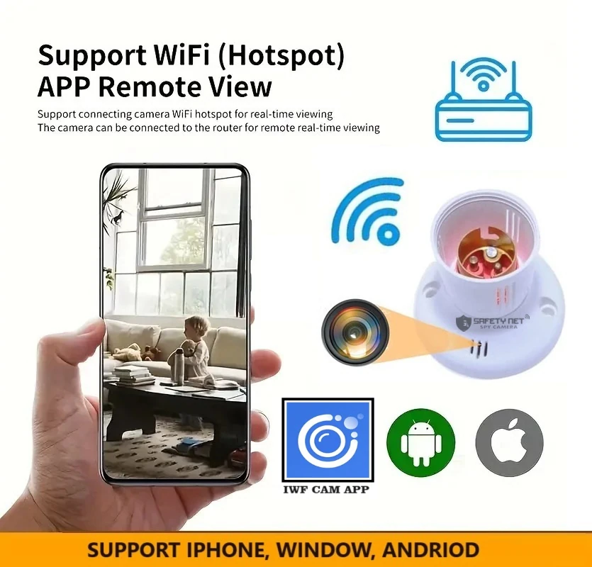 SAFETYNET Wi-Fi Holder Camera | Full HD 1080P Video Clarity | Live Streaming on Phone & Laptop | Supports 32GB Memory Card | Plug-in AC 220V Power | Perfect for Festival Season, Diwali Home Security