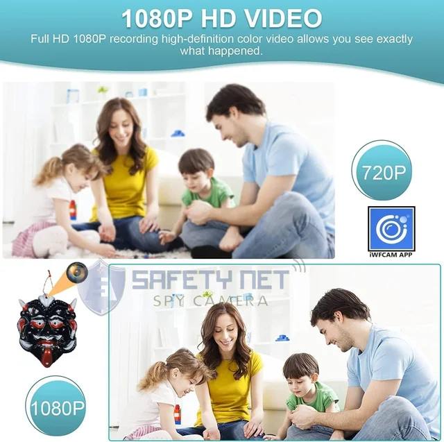 SAFETYNET Spy Camera in Nazar Battu Plastic Door Hanging WiFi Hidden Cameras with Motion Detection, Mini Wireless Remote Live View with Free Phone App Full HD 1080P, Easy Setup Security Camera