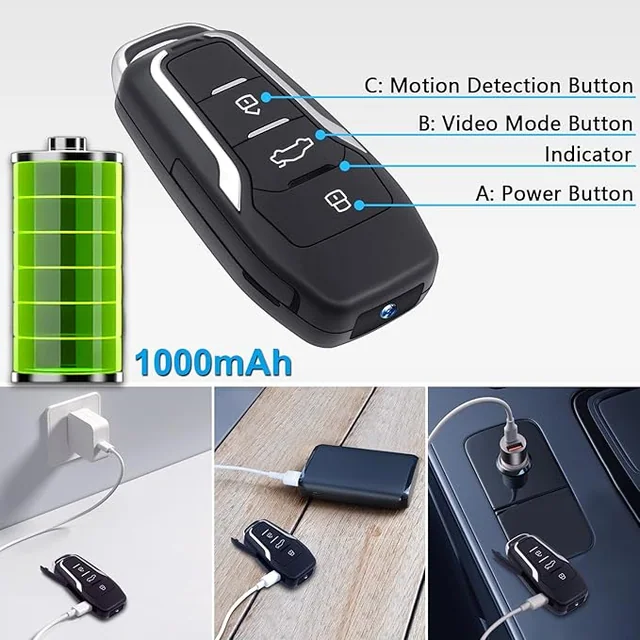 SAFETY NET, SPY CAMERA Non WiFi 3 Buttons Smart Remote Control Key Original Unixersal Smart Key Remote for Security Control Camera
