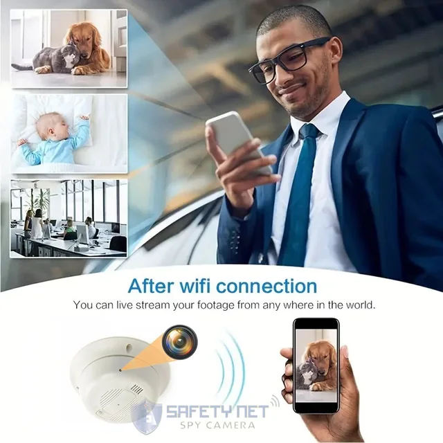 SAFETYNET Hidden HD 1080P Wi-Fi Wireless Spy Camera Smoke Detector Camera 32GB Micro SD Card Supportable (White)(iWFCAM APP)