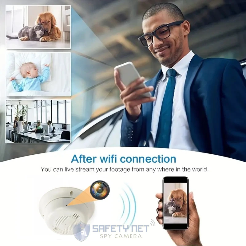 SAFETYNET Hidden HD 1080P Wi-Fi Wireless Spy Camera Smoke Detector Camera 32GB Micro SD Card Supportable (White)(iWFCAM APP)