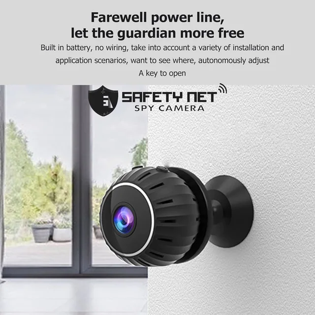 SAFETY NET, SPY CAMERA 1080P HD Mini Camera Wireless WiFi Night Vision Security Motion Detection Indoor Camera