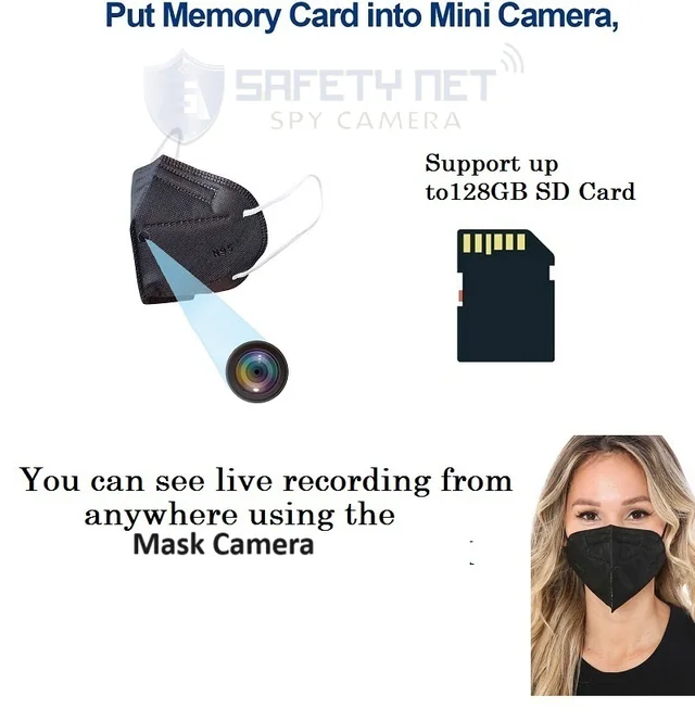 SAFETYNET Mini WiFi 1080P Spy Mask Camera , Wireless Hidden Spy Cam Audio and Video Recording Live Feed, Home Security Nanny Camera/ Motion Activated Alarm(2021 Upgraded Phone APP)