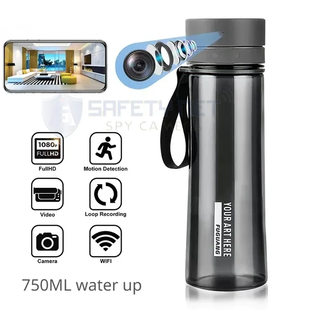SAFETYNET Hidden Camera 4K HD 1080P Portable Water Bottle Portable Live WiFi Camera Video Recorder Support Motion Detection