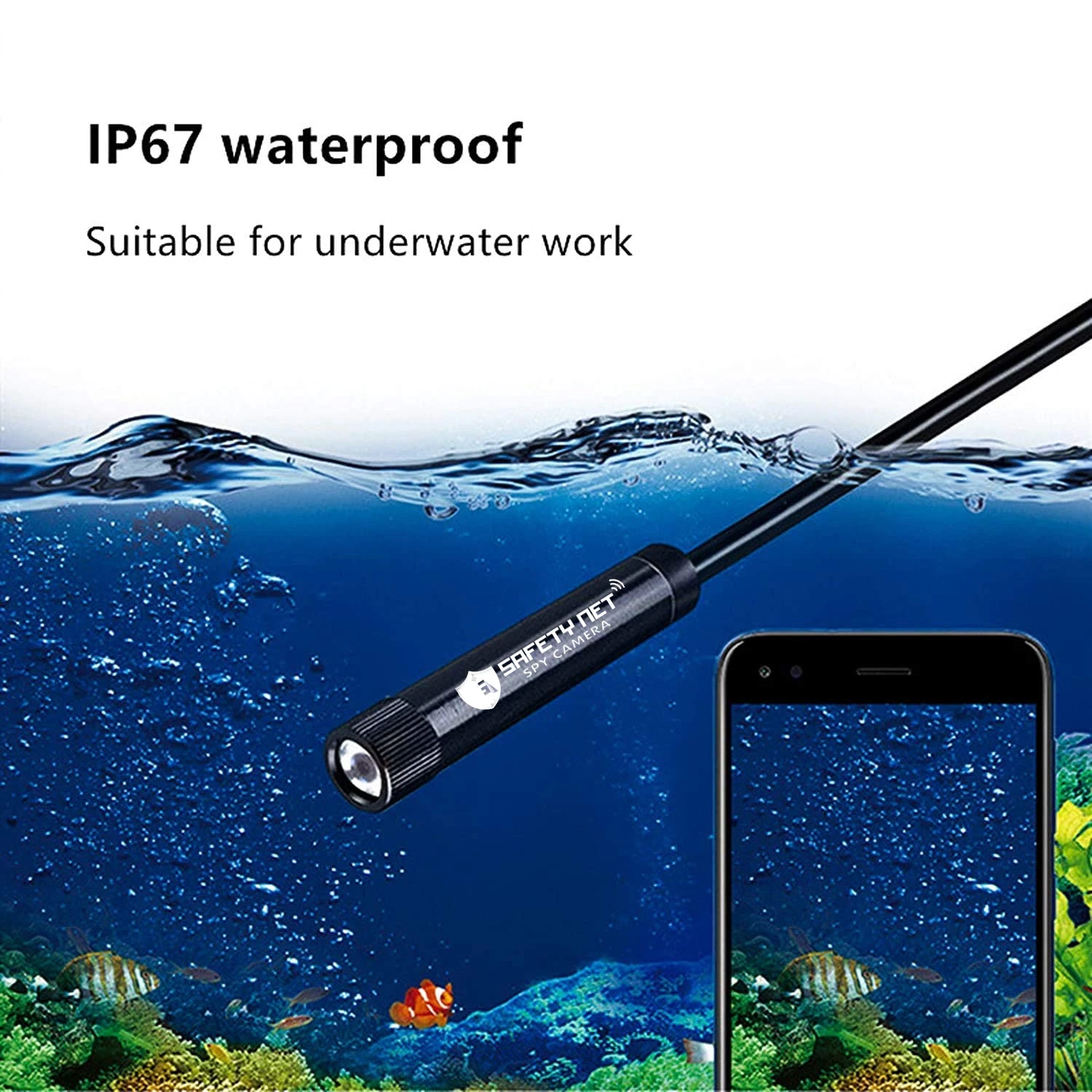 SAFETYNET 5.5mm Endoscope Camera Flexible IP67 Waterproof Inspection 6 LED borescope Camera with 5M Cable for Android & PC &
