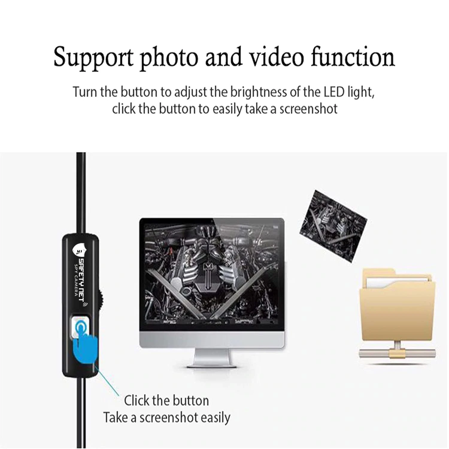 SAFETYNET 5.5mm Endoscope Camera Flexible IP67 Waterproof Inspection 6 LED borescope Camera with 5M Cable for Android & PC &