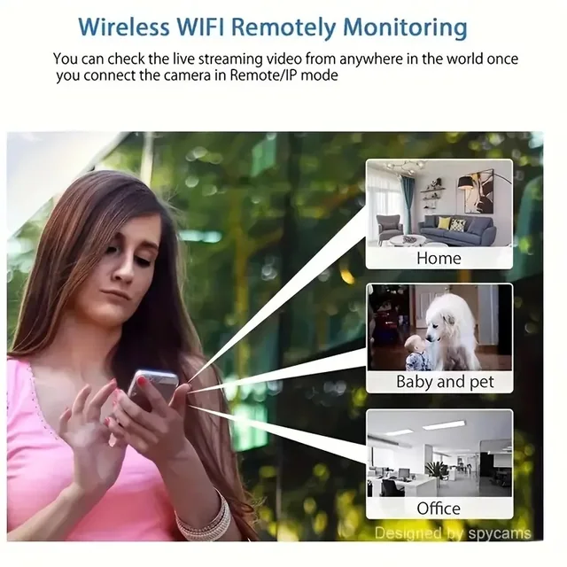 SAFETYNET Spy 1080P HD Wireless IP Camera, 2.4GHz Wifi IP Camera For Home, Night Vision & 140° Wide Angle Home Monitor